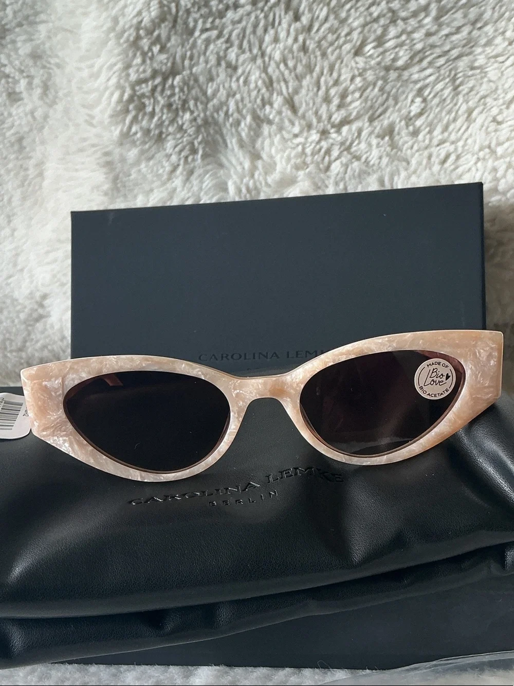 Carolina Lemke Pink Marble Cat-Eye Sunglasses - 9180-02
